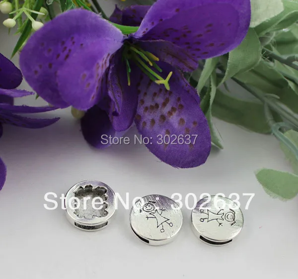 

FREE SHIPPING 20PCS Tibetan silver girl slide beads for 9mm leather A19051