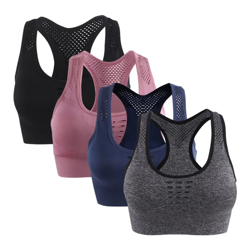 Gray Blue Pink Black Топ, Спортивная Беговая борцовка, спортивный бюстгальтер для женщин, ударопрочный, мягкий, для фитнеса, нижнее белье, жилет, бесшовный, ударопрочный, для йоги, Майки - Цвет: Gray Blue Pink Black