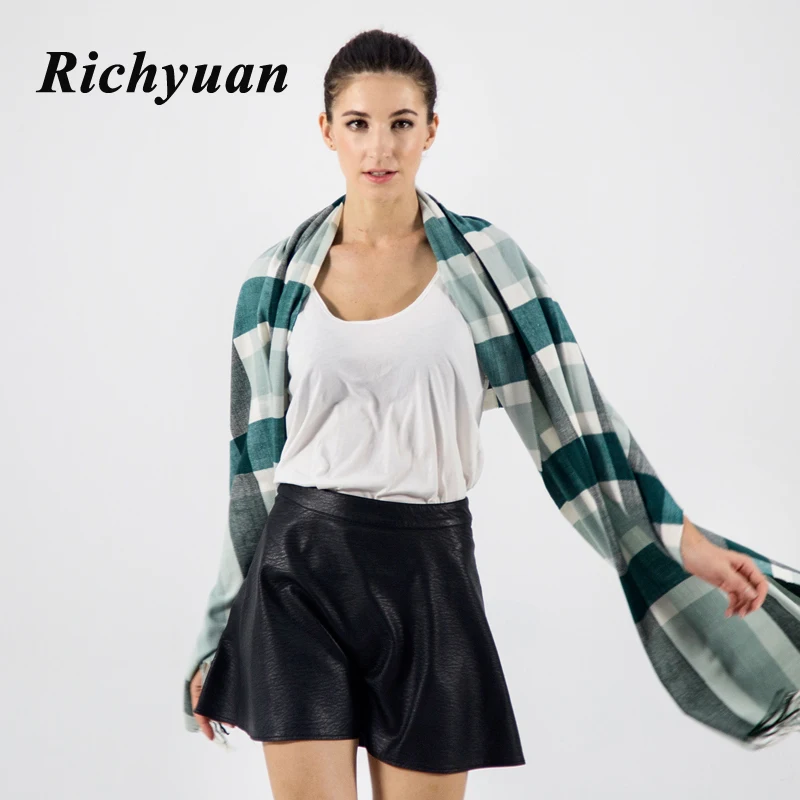 Richyuan 2017 Новый Зимний шарф для женщин шерстяной женский клетчатый одеяло Базовая