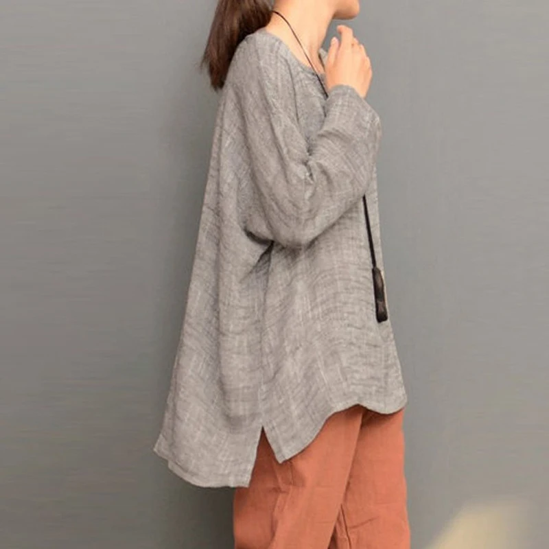 Футболка женская винтажная с длинным рукавом свободные большие размеры | Женская