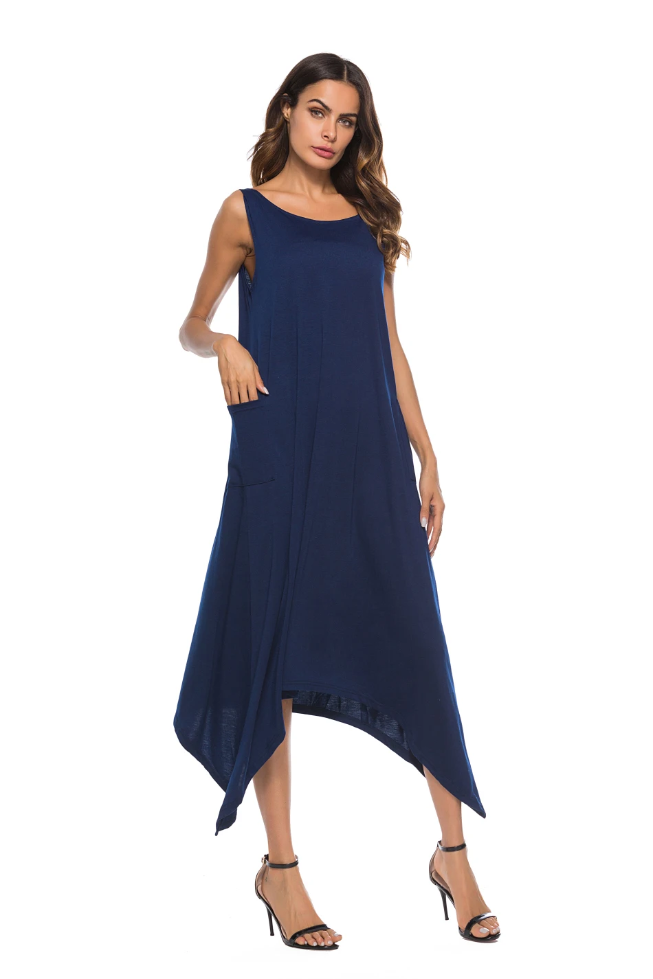 2018 лето новый arrrived Круглая горловина нерегулярные большой подол свободно тонкий