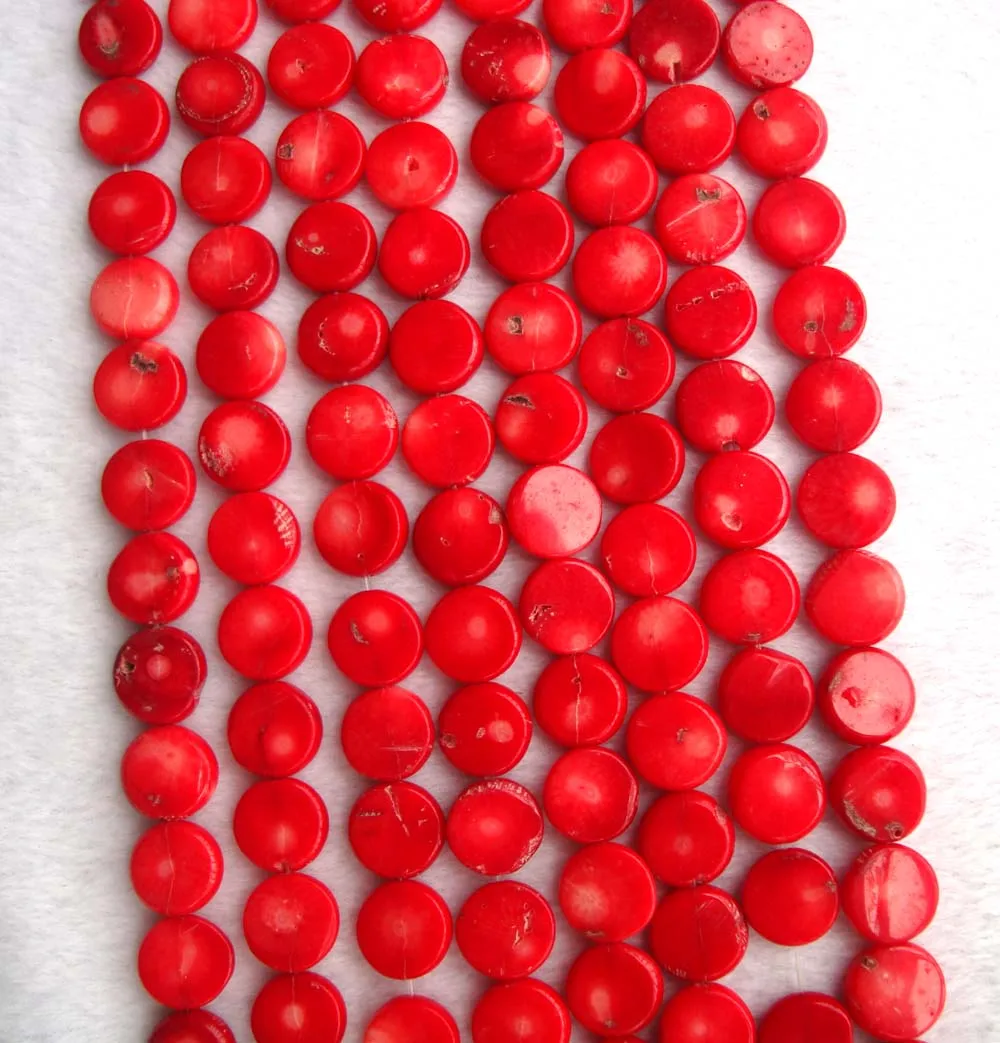 Плоские монеты из натурального красного коралла/круглые бусины россыпью для