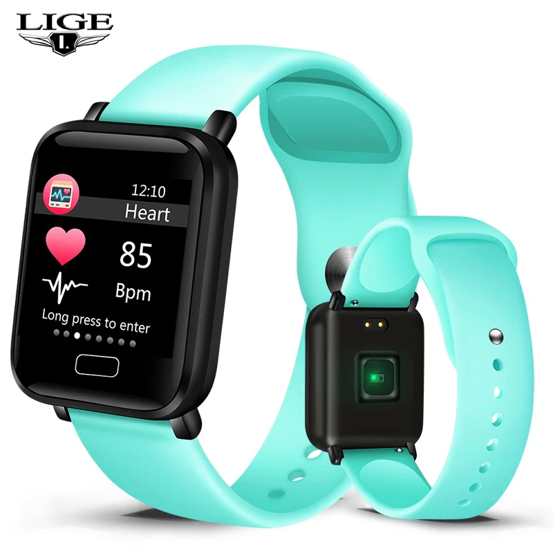 Light blue Женские умные часы, водонепроницаемые спортивные часы для Iphone телефона, умные часы, монитор сердечного ритма, функции кровяного давления для детей, pk iwo+ коробка - Цвет: Light blue