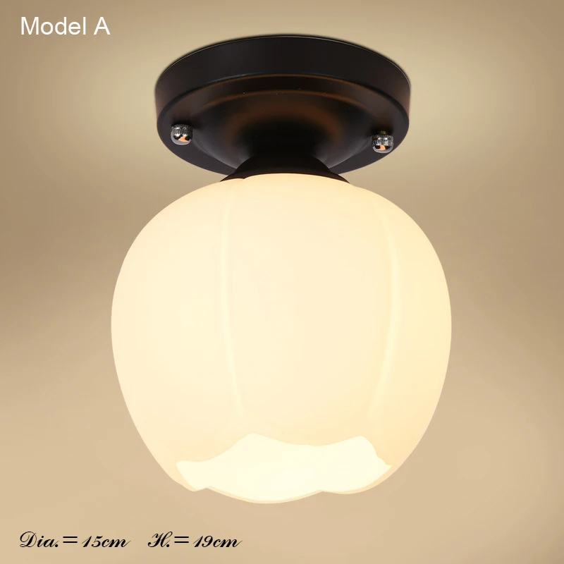 NEW Modern Brief style bedroom bedside ceiling lamp Black Round Base with E27 socket corridor balcony Glass Ceiling Light | Лампы и