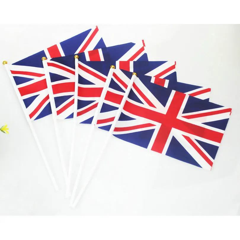 14x21 см 5 шт. маленький британский флаг ручные развевающиеся флаги пластиковые флагштоки NC002
