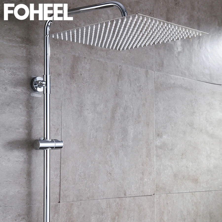 FOHEEL 16/12/10/8/6/4 дюйма круглые& квадратная душевая головка Нержавеющая сталь полированный хромированный настенный Ванная комната насадка для душа с эффектом дождя