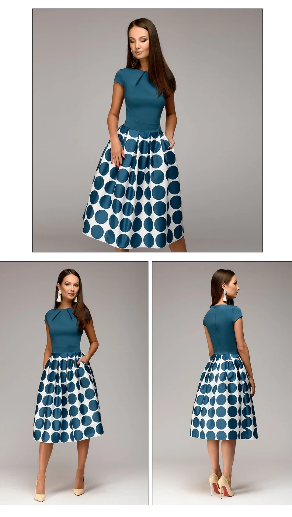 Винтажное летнее платье в стиле пэчворк с короткими точками популярное