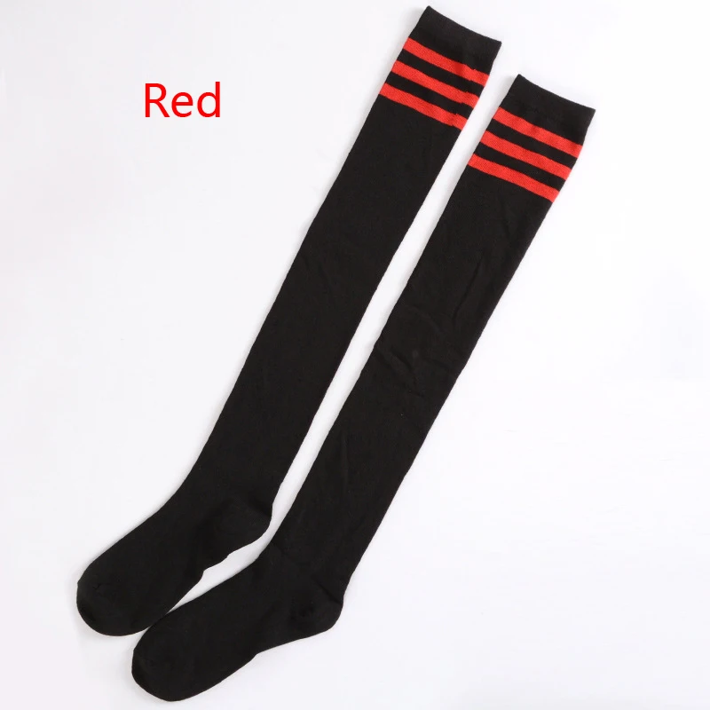 Red Модные, сексуальные, для девушек, студентов, женские, сексуальные, в полоску, хлопковые, выше колена, чулки, длинные носки из хлопка, чулки - Цвет: Red