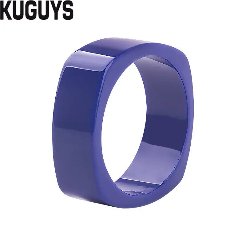 BLUE KUGUYS модные ювелирные изделия из смолы красочные прозрачные широкие браслеты для женщин квадратный минимализм Большой браслет трендовые аксессуары - Окраска металла: BLUE