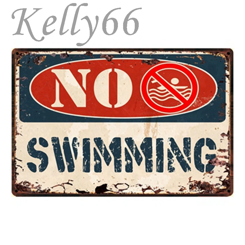 [Kelly66] без плавания Винтаж пруд знак олова плакат общественного Декор настенная