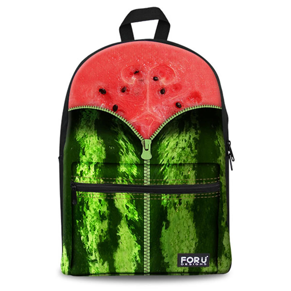 Женский парусиновый рюкзак с бабочками и рисунком арбуза модный школьный для
