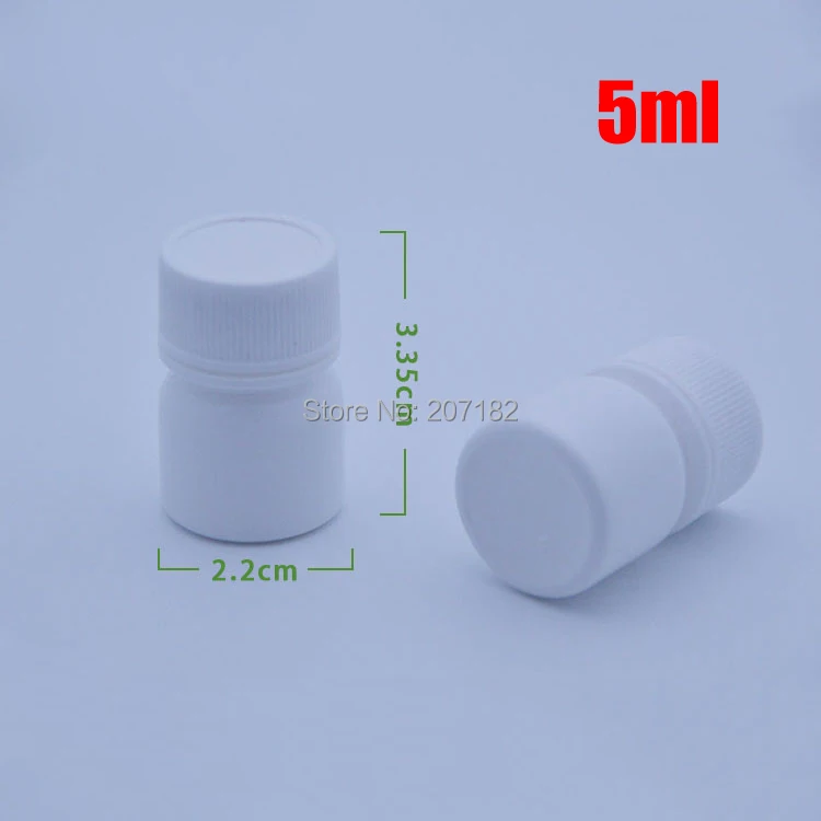 100 шт 5 мл круглые белые HDPE бутылки мини флакон для образцов пластиковые