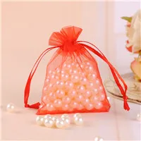 9x12 cm Смешанные цвета подарок с ювелирными изделиями и органзой сумки мешочек из прозрачной органзы рекламные подарки индивидуальный Логотип Сумки 100 шт./лот - Цвет: Red