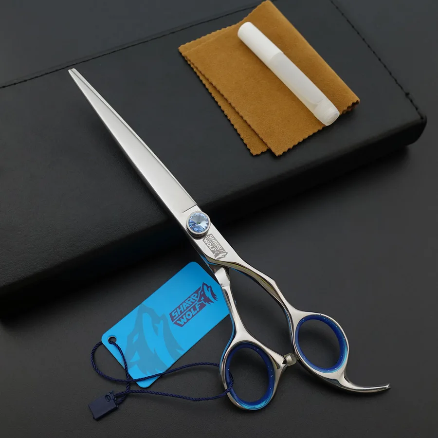 Cutting scissor 7 дюймов Высокое качество Профессиональный набор ножниц для груминга домашних животных, прямые и филировочные и изогнутые ножницы набор с расческой, 4 шт набор, D555 - Цвет: Cutting scissor