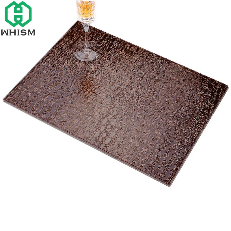 WHISM 45x30 см крокодиловый коврик для кухонного стола из искусственной кожи Коврик для пикника изоляционный коврик настольные коврики для обеденного стола