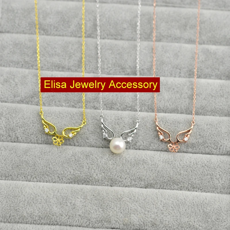 Angel Wings Pendant Chain Accessory S925 Sterling Silver Necklace Components Silver/Gold/Rose Gold Color 3Pieces/Lot | Украшения и