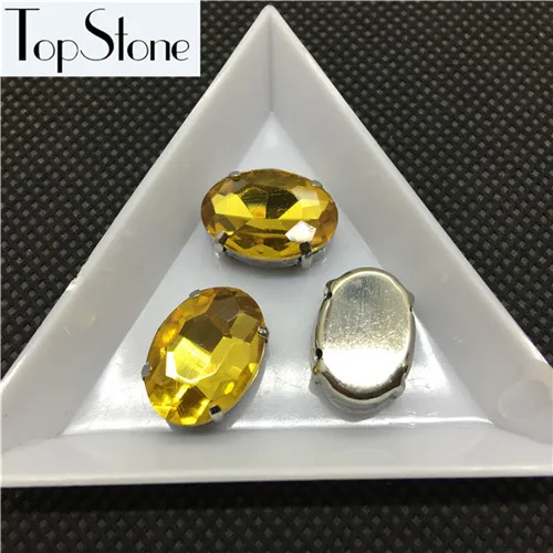 topaz Все размеры все цвета пришить стеклянные кристаллы овальной формы Необычные Камень с металлической коготь Установка 8x10~ 30x40 мм шитье бисера Ювелирных изделий - Цвет: topaz