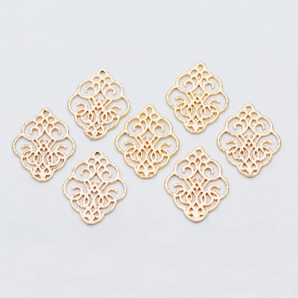 10pcs Gold Filigree Charm Connectors plated Brass Earring Charms Necklace Pendants with Loops 28x23mm (GB-583) | Украшения и