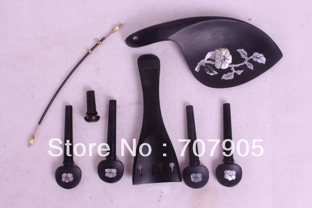 New 4/4 violin parts ebony Inlay peg chinrest tailpiece tail gut endpin #W8 | Спорт и развлечения
