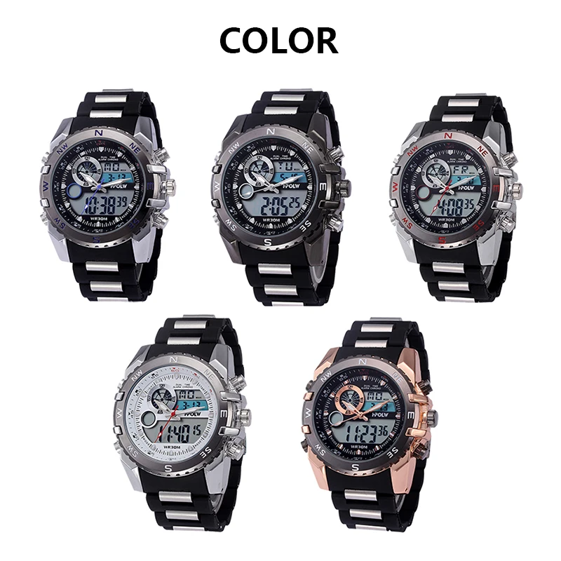 HPOLW Роскошные брендовые стальные часы для мужчин светодиодный спортивные