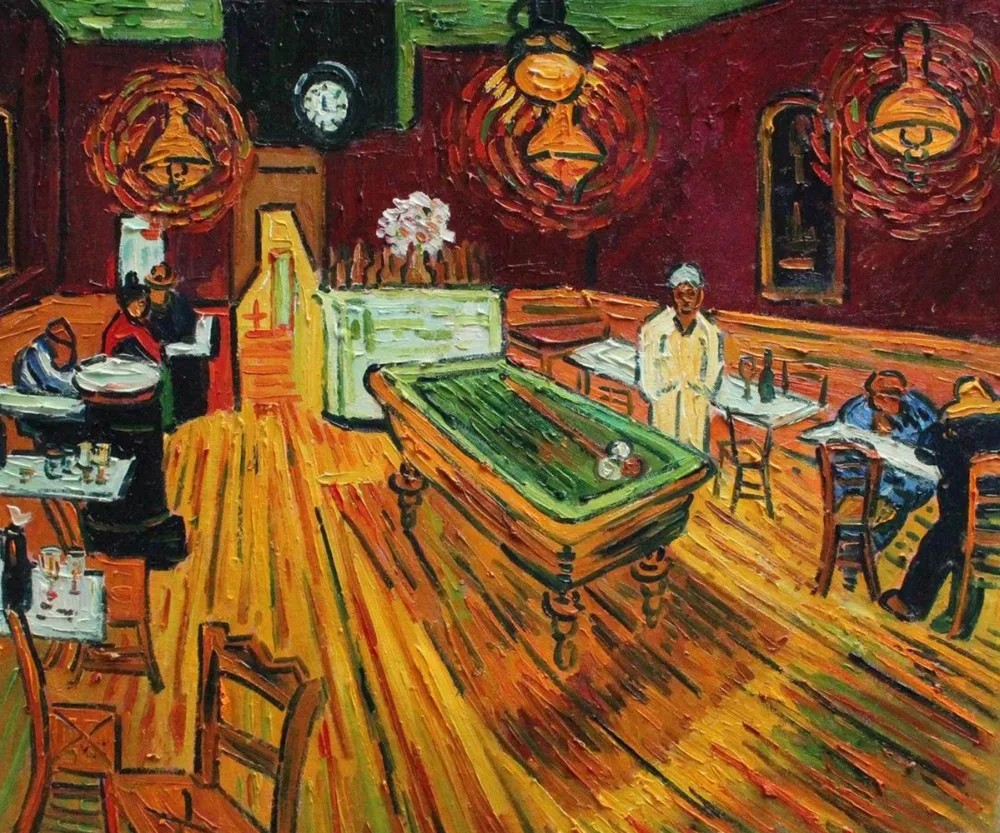 Famous Living Room Oil Painting on Canvas Art The Night Cafe II by Vincent Van Gogh Scenery Impressionist Handpainted | Дом и сад