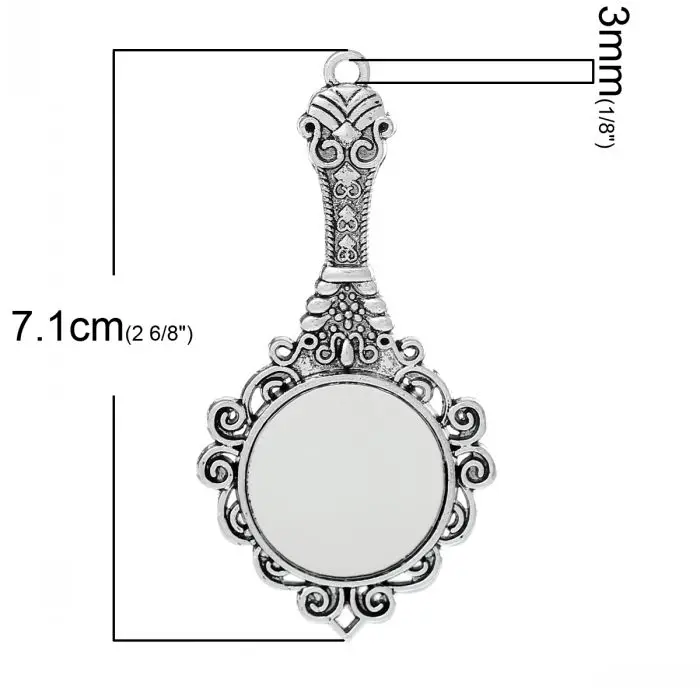 Стеклянные Подвески DoreenBeads зеркальные с резным цветочным узором цвет серебра