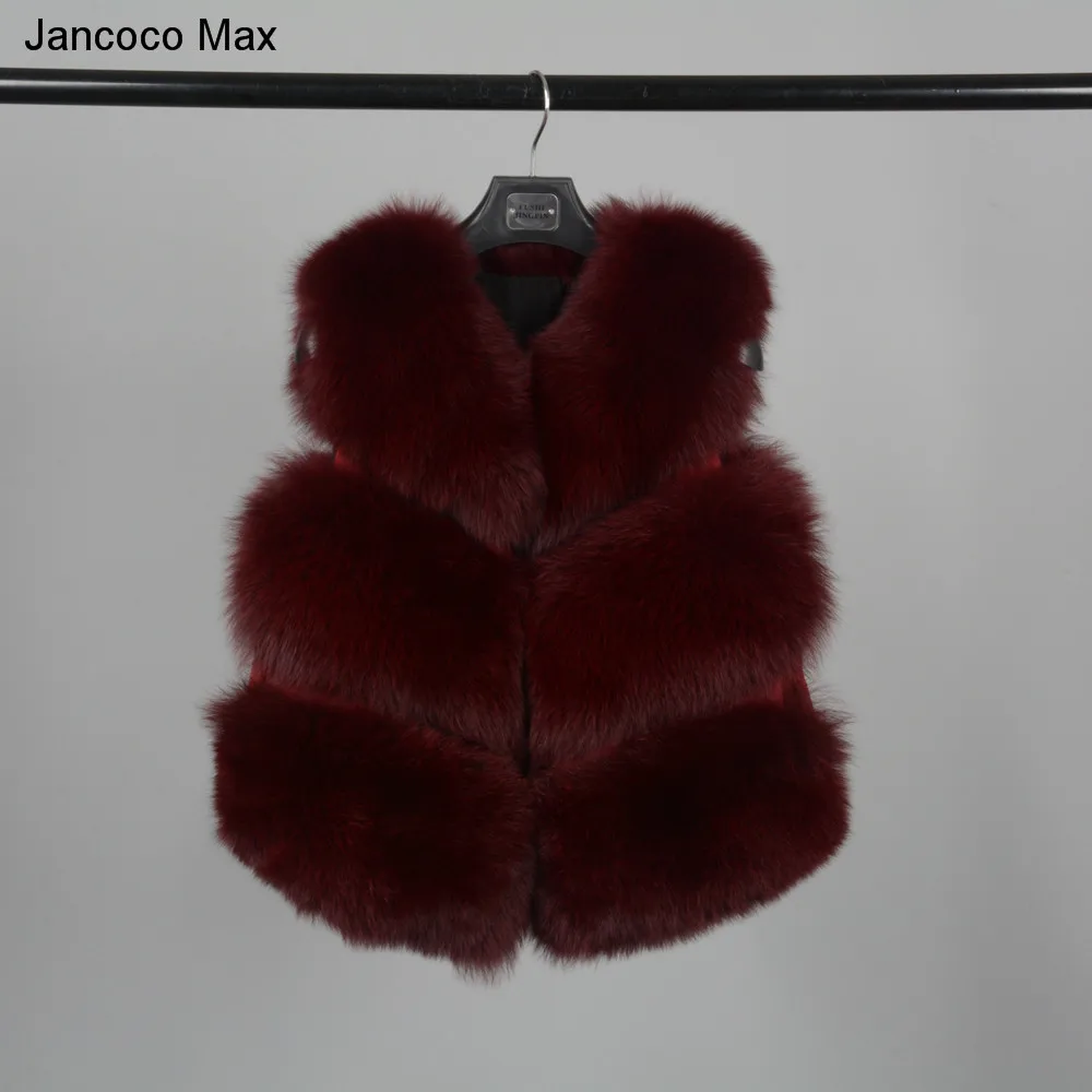 Jancoco Max, женский жилет из натурального Лисьего меха, зимний теплый жилет высокого качества, 3 ряда, пальто без рукавов, модный жилет S7162