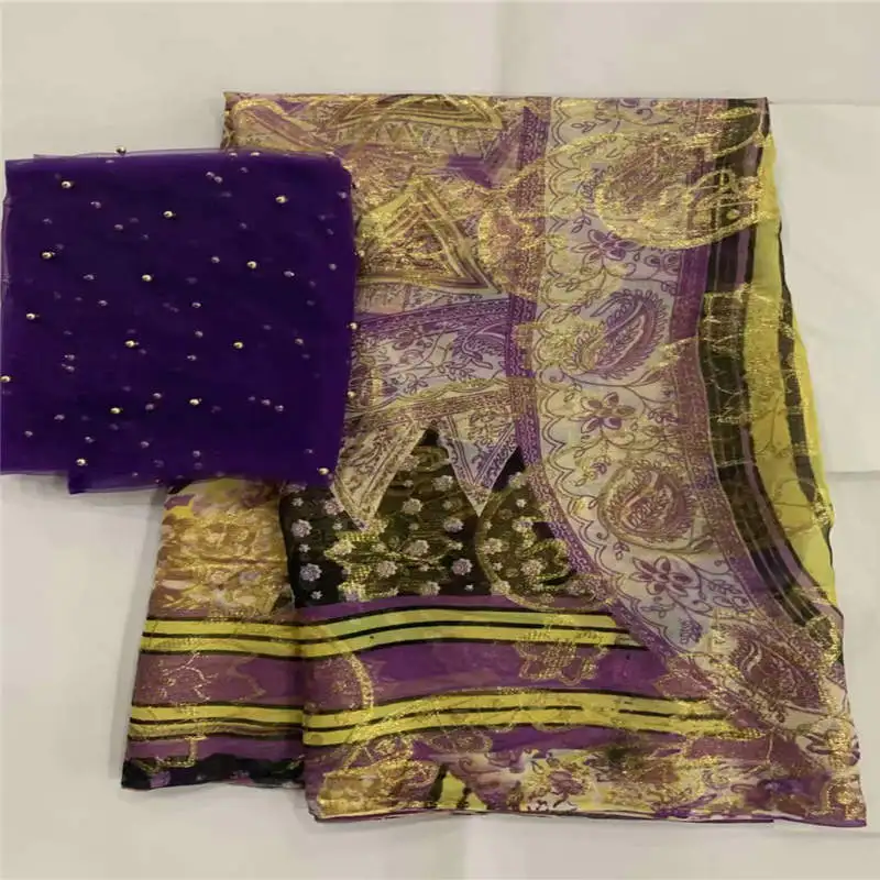 

New Design High Quality African Metal Silk Fabric 5 Yards And 2Yards Tissu African Silk Fabric For Ladies Party Clothing!LXF6159