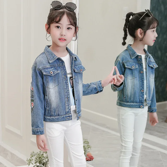 Детская джинсовая куртка Rlyaeiz Весенняя Модная Джинсовая для девочек светильник с