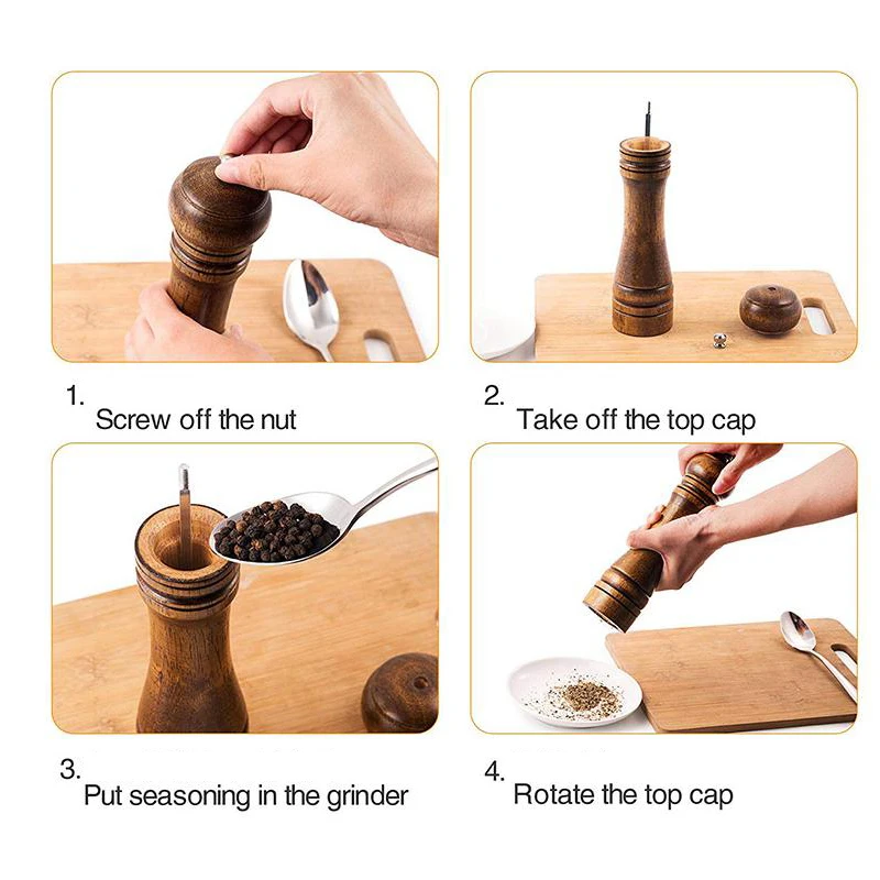 Кухонная мельница для перца DINIWELL твердая Регулируемая дробилка древесного тела