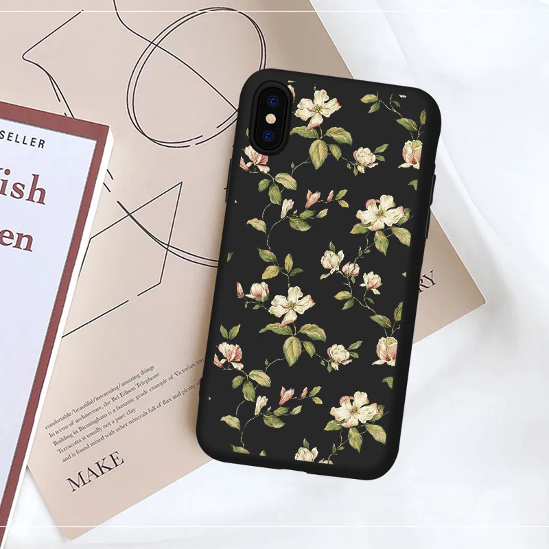 Роскошный летний мягкий чехол с цветочным рисунком розы для iPhone X XR MAX милый