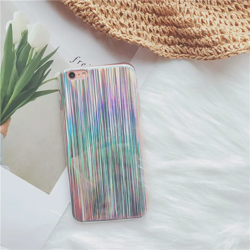 Цветной чехол Boucho с лазером для iphone X 6/7/8 plus веселые радужные блестящие Чехлы 6 6s 7 8