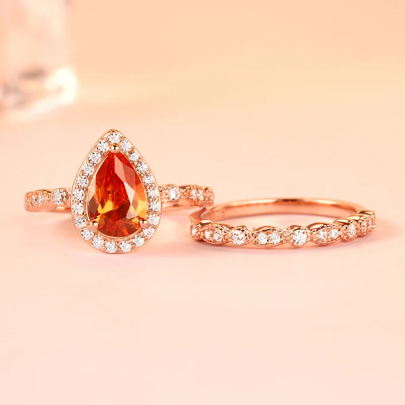 Женский Романтический Комплект из розового золота с подвеской в форме груши |