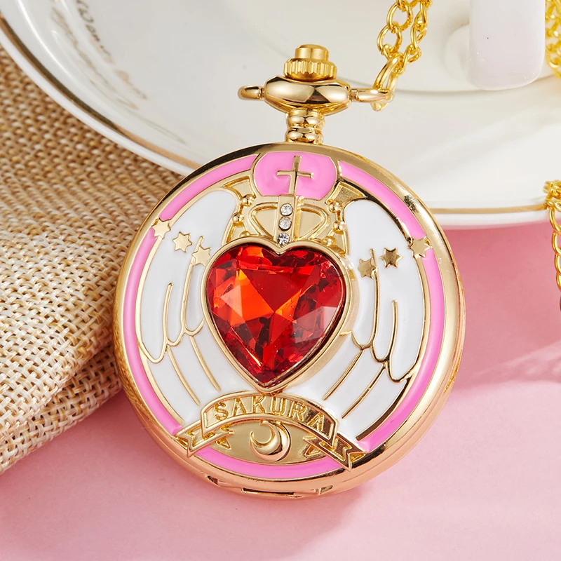 Розовые золотые очаровательные карманные часы SAKURA Magic массив для мальчиков и