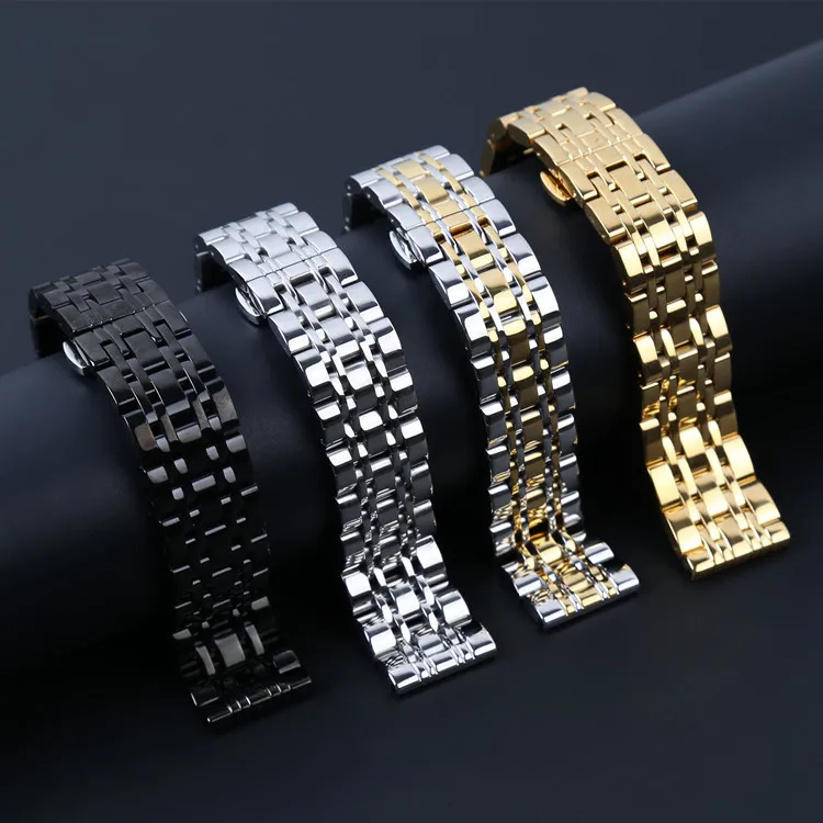 HQ Stainless Steel Watchband 20mm 22mm 24mm Silver Solid Link Watch Band Strap Replacement Bracelet for Men Women + Tool