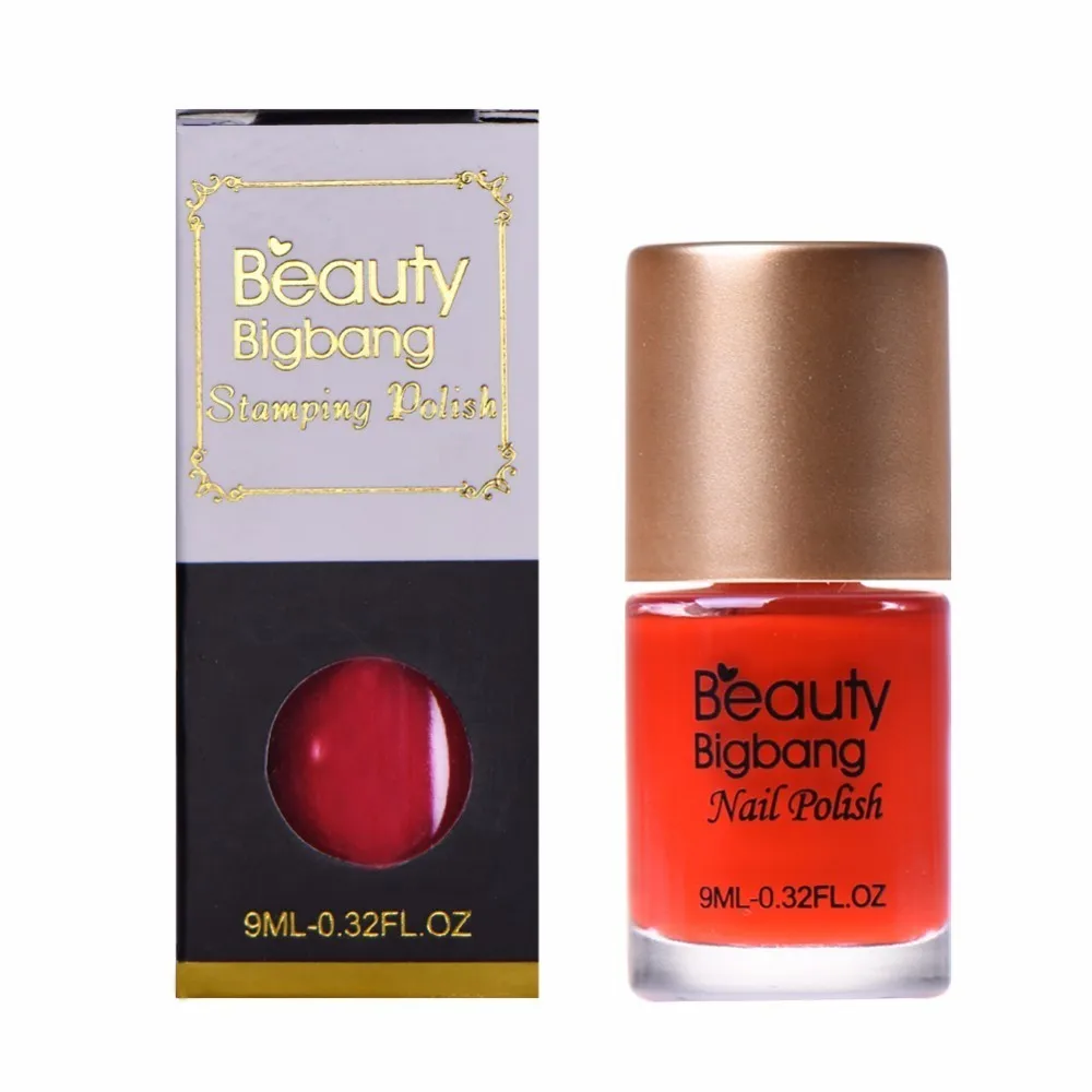 BEAUTYBIGBANG 12 цветов стемпинг ногтей покрытие 9 мл 1 шт красочная печать лак для пластина для стемпинга для нейл-арта