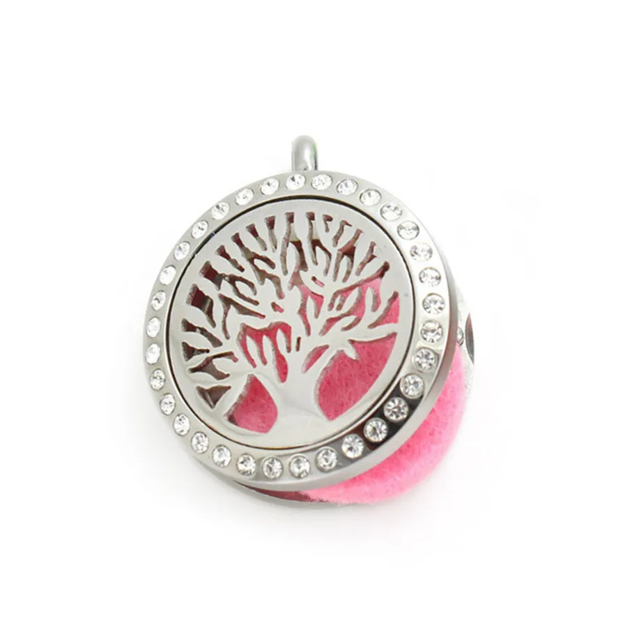 25mm necklace locket Lotus Ribbon tree of life diffuser Perfume 316L Stainless Steel with S.S beads chain 10pad | Украшения и