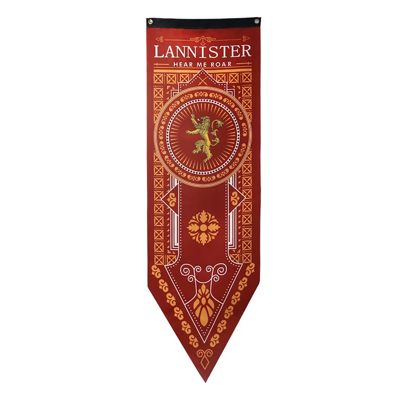 HQLannister 46x150 см атласная Игра престолов баннер для дома декоративные флаги Таргариен Старк Ланнистер HQ украшение для бара комнаты флаг получил баннеры - Цвет: HQLannister