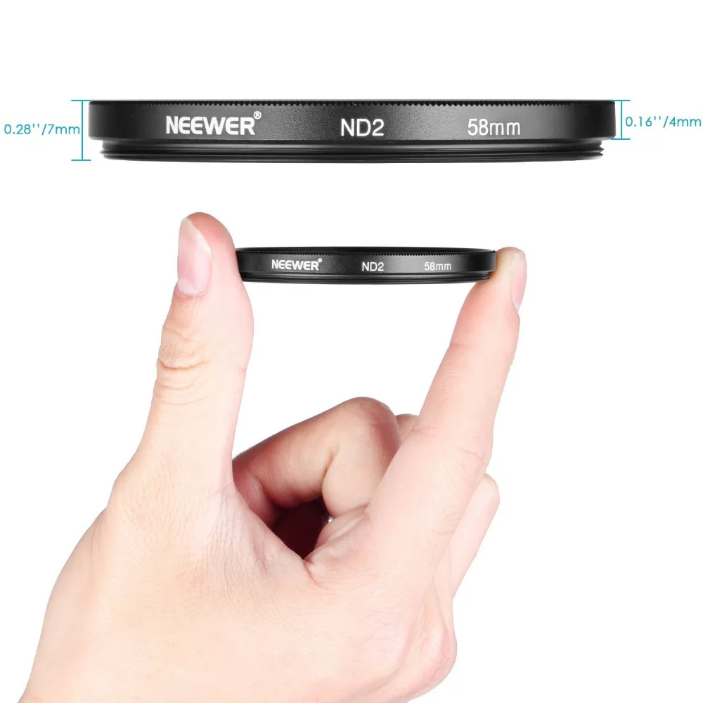 Набор фильтров Neewer 58 мм ND2 ND4 ND8 ND16 для зеркальной камеры Canon EOS Rebel T6i T6 T5i T5 T4i T3i SL1