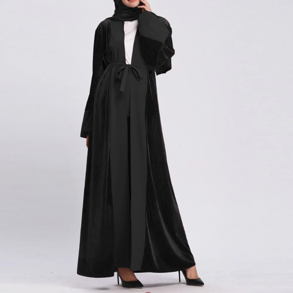 Женское платье Кафтан Abaya черное свободное мусульманское кимоно большого