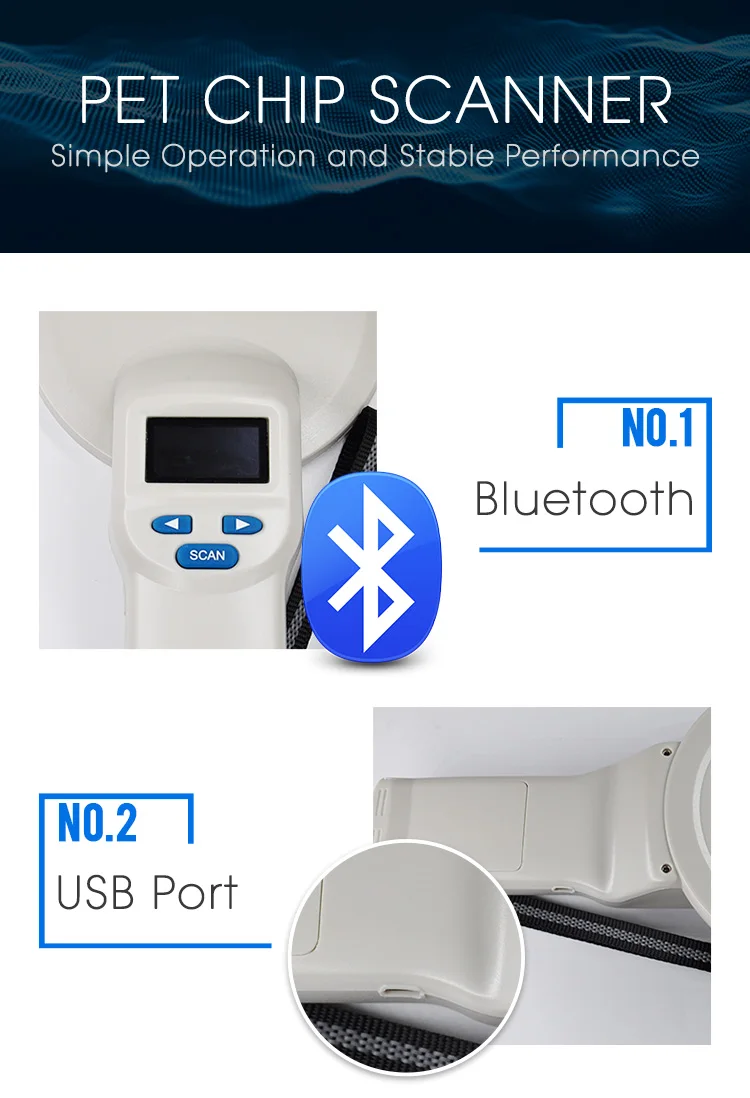 134,2 кГц FDX-B EMID OLED дисплей мини-чип сканер чипов у собак Bluetooth Pet ID RFID микрочип ручной сканер с Usb