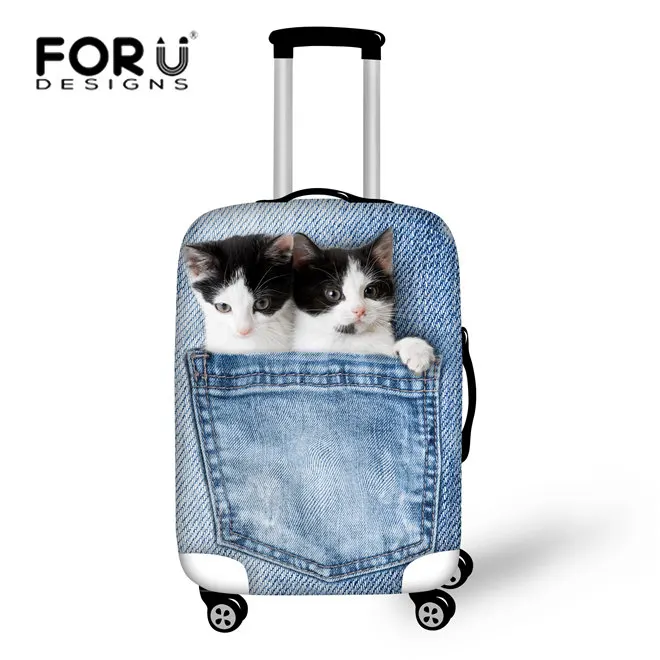 FORUDESIGNS/3D джинсовые дорожные сумки с кошкой, чехол для багажа, плотный эластичный Эластичный Защитный чехол для костюма, чехол для 18 ''-30'', чехол N - Цвет: CC2293