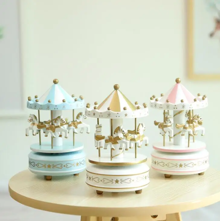 Деревянная музыкальная шкатулка Merry Go декоративная Музыкальная с Каруселью