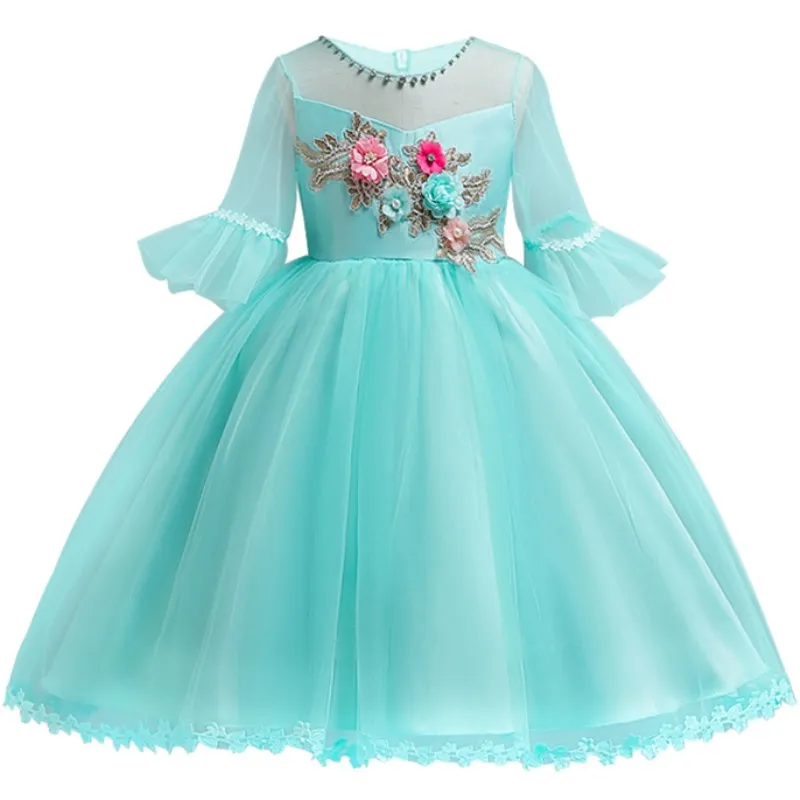 Flower Girl Dress for Kid Girls First Communion Dresses Tulle Wedding Princess Costume For Party Prom 3 4 6 8 10 12 Years | Детская