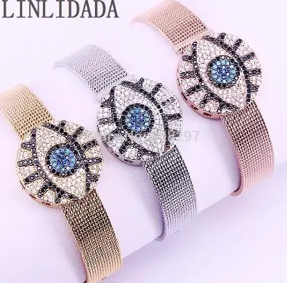 Watch Belt Bracelets 5 шт. модный браслет с круглым глазом из кубического циркония, ювелирных изделий из нержавеющей стали, браслет с ремешком для часов - Окраска металла: Watch Belt Bracelets
