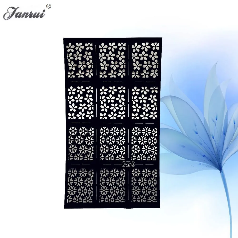 Christmas Xmas Flower Henna Black Hollow Out Nail Art Template Stickers Stencils ABNF316 Manicure Tips | Красота и здоровье