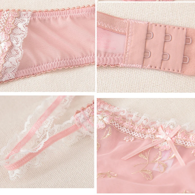 

DeRuiLaDy New 2016 Brands Fashion Transparent Sexy Bra Set Plus Size Women Lace Bra&Briefs ultra-thin Underwear Sets