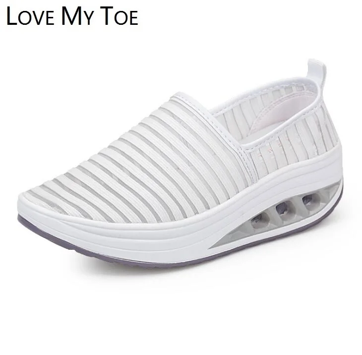 Цвет 2018 Повседневное качели Холст Дышащие женские кроссовки на танкетке Chaussure Femme