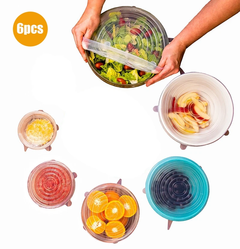 

Крышки силиконовые для хранения пищевых продуктов, 6 шт./компл., вакуумные