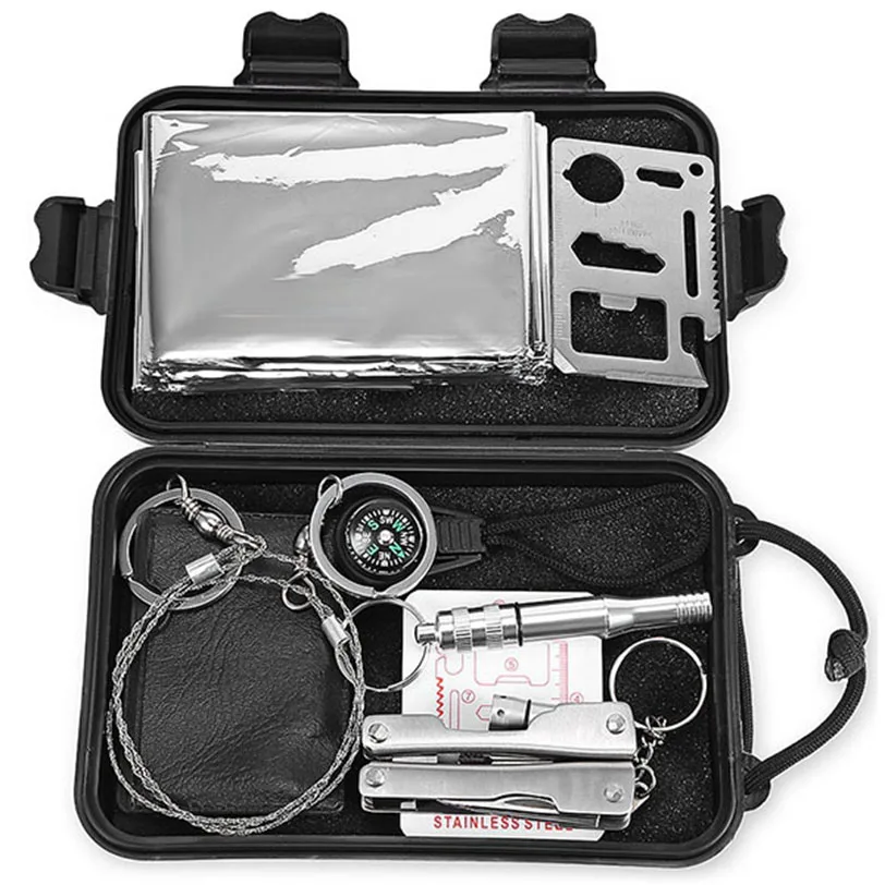 7 В 1 Многофункциональный набор для выживания в экстренных ситуациях на открытом воздухе для путешествий, походов, кемпинга, альпинизма, охоты.